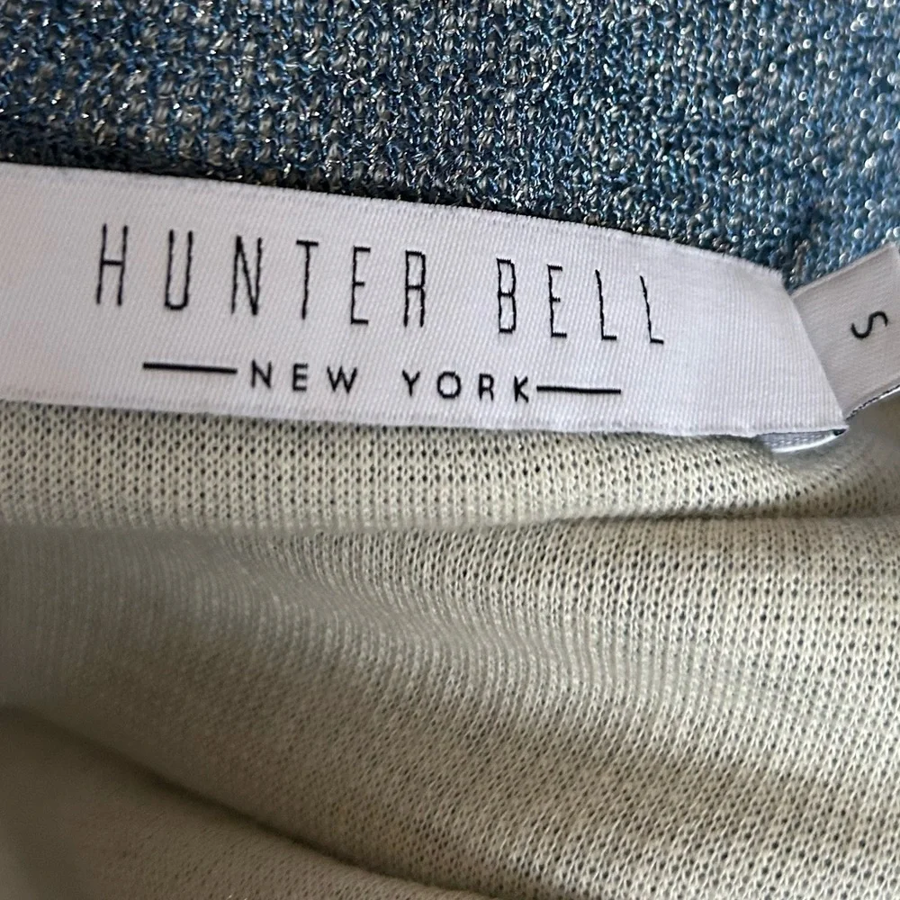 Hunter Bell New York Adrianna Blue Metallic Asymmetrical Midi Skirt Size Small